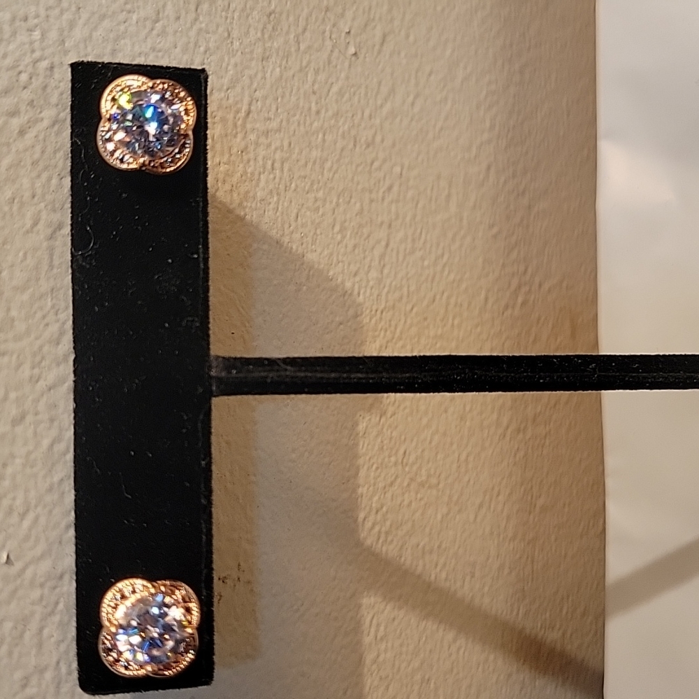 Rose goldtone CZ brilliance earrings